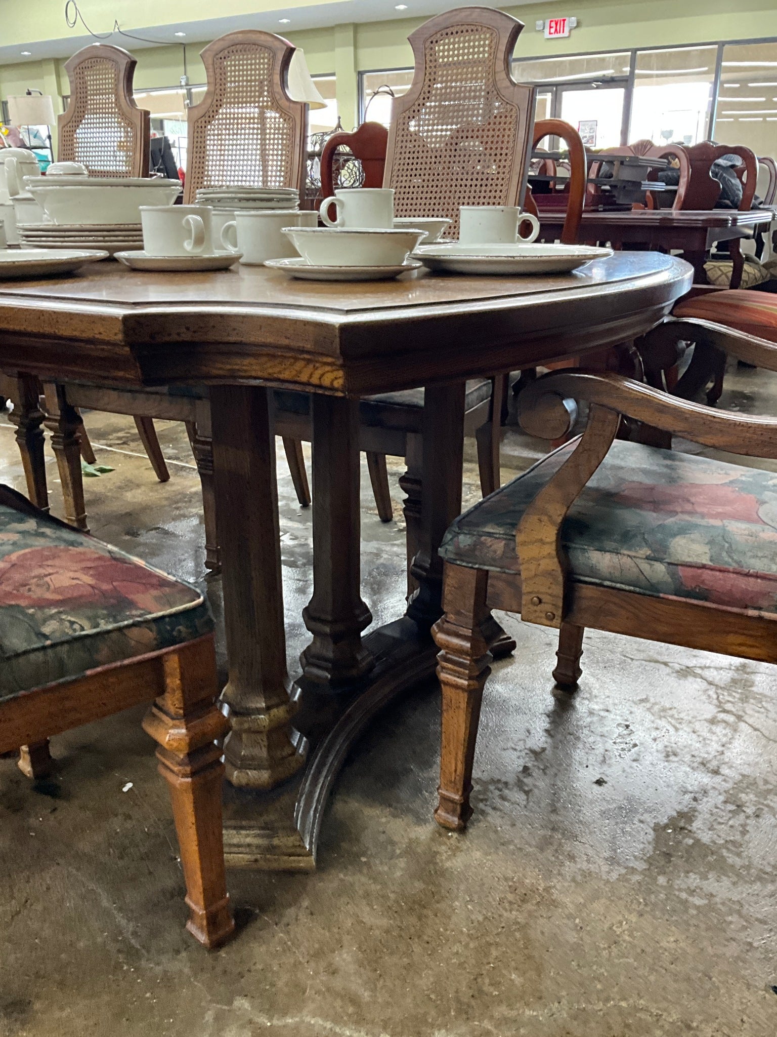 Table w/ 8 Cane-back Chairs