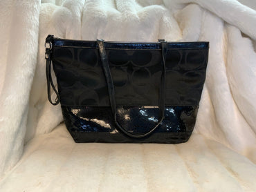 Coach Signature Black Sequin Handbag