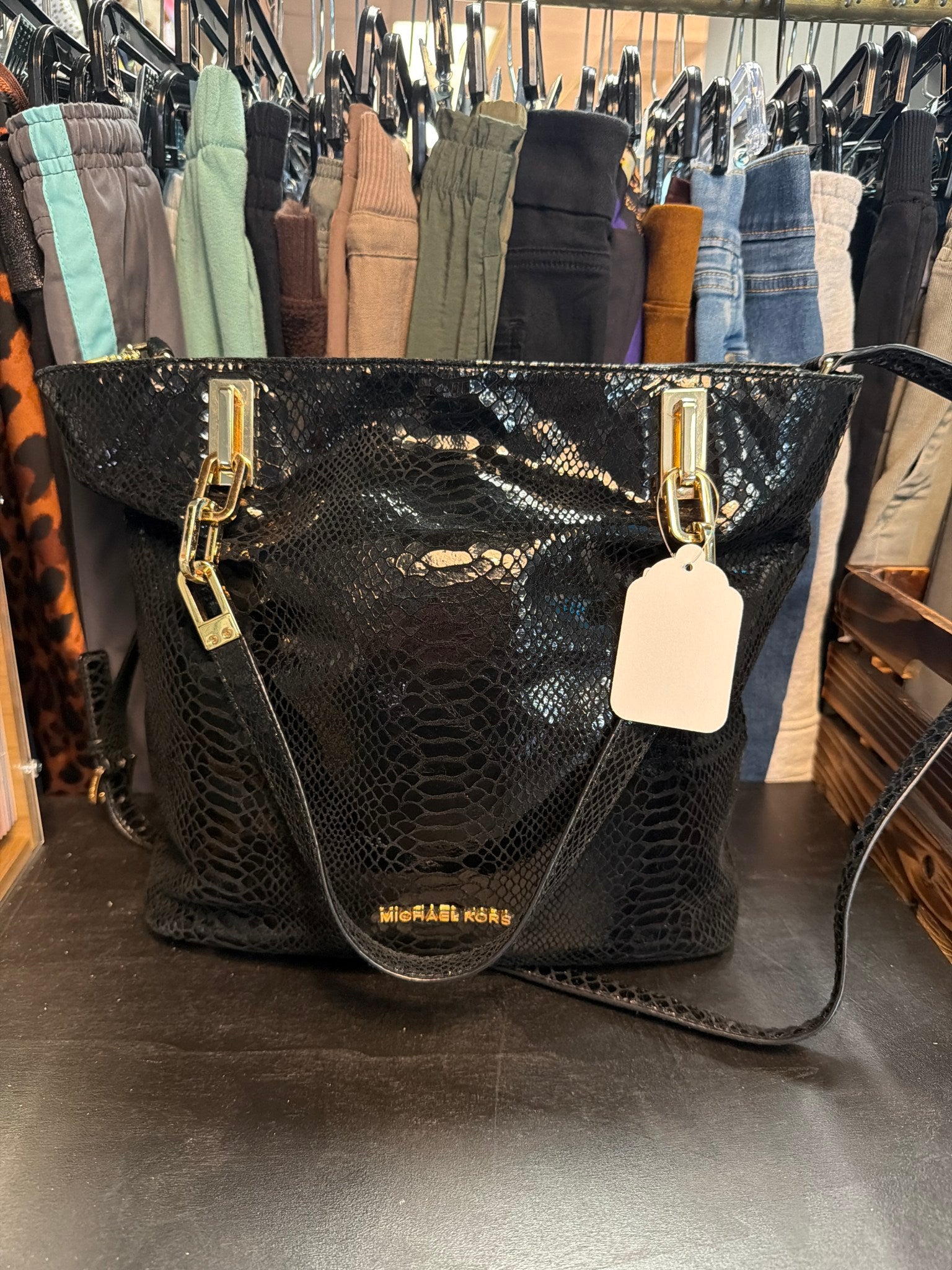 Black Snake Skin Michael Kors Handbag