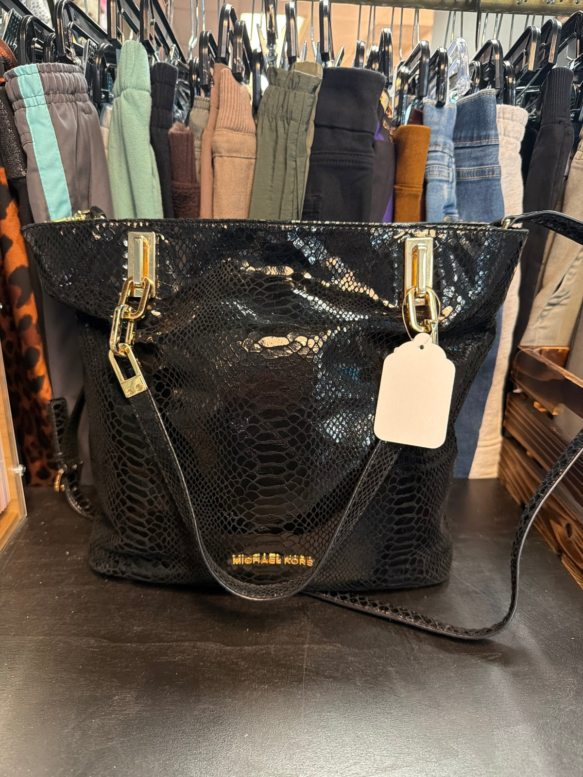 Black Snake Skin Michael Kors Handbag