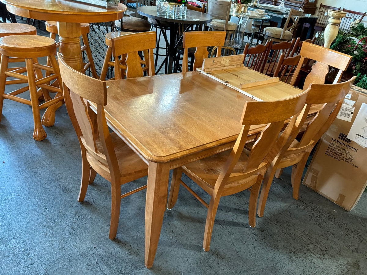 OKI Furniture Fair Inc. Wood Dining Table w/ 6 Chairs & Leaf