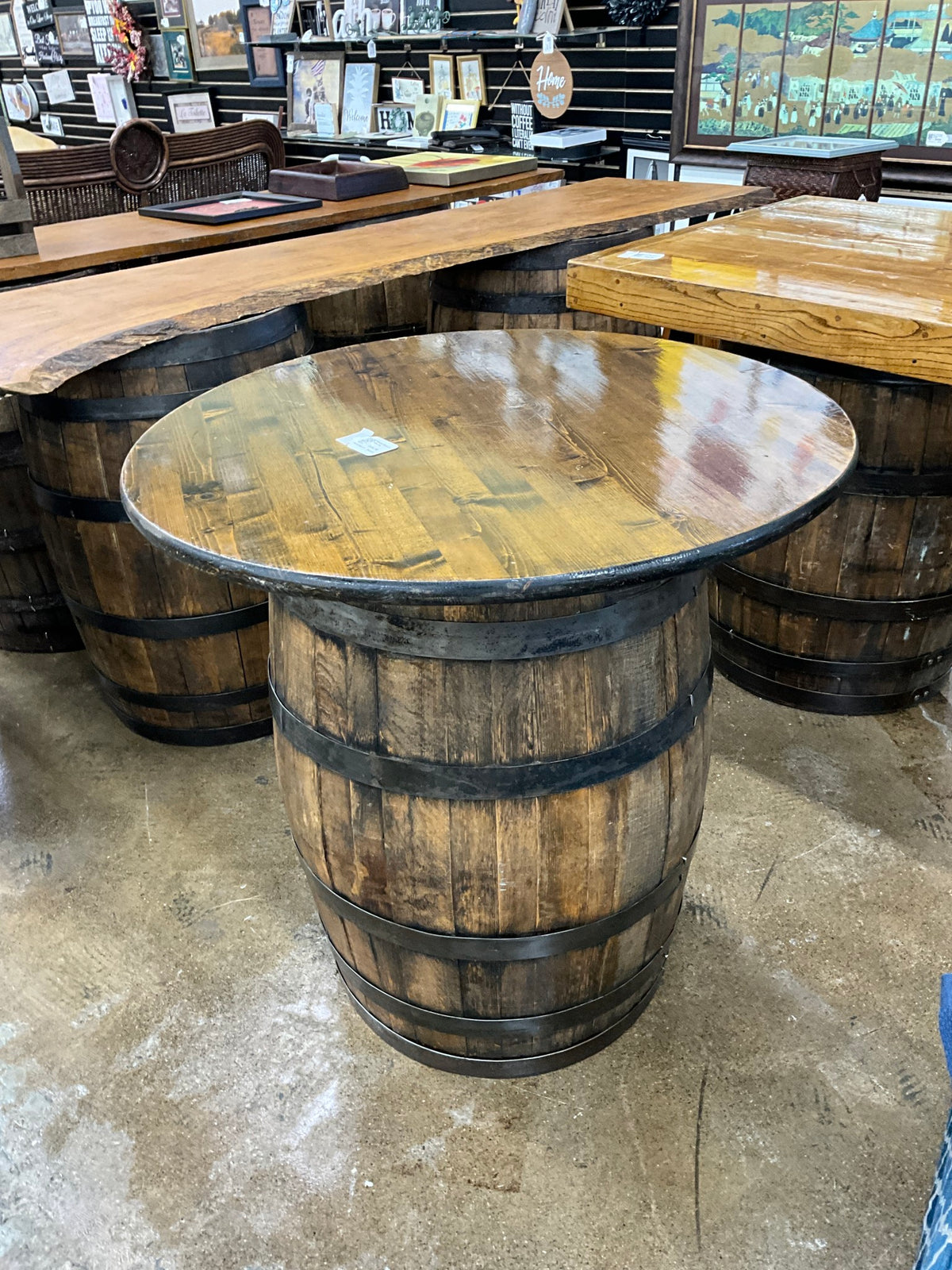 Whiskey Barrel w/ Table Top