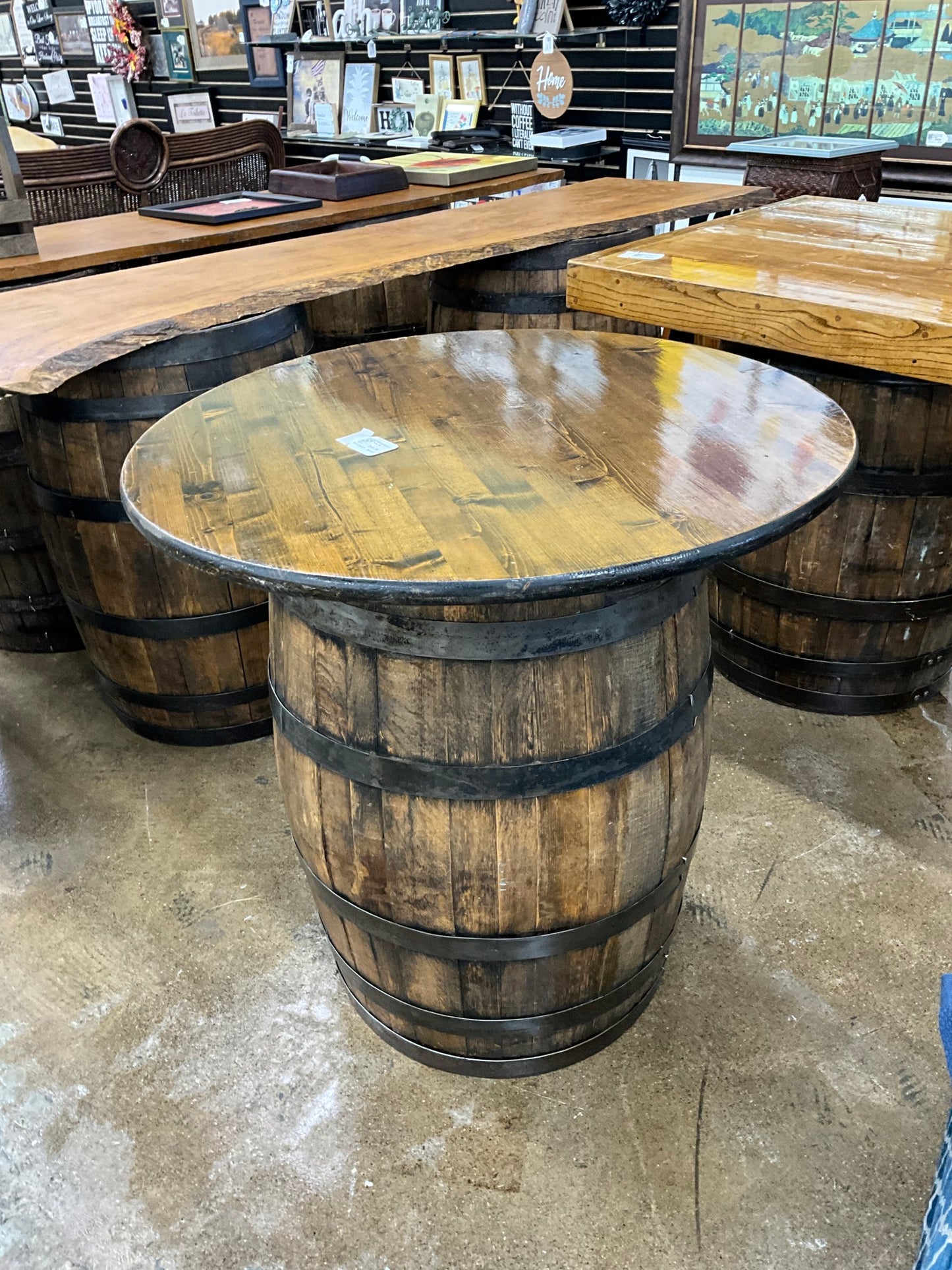 Whiskey Barrel w/ Table Top