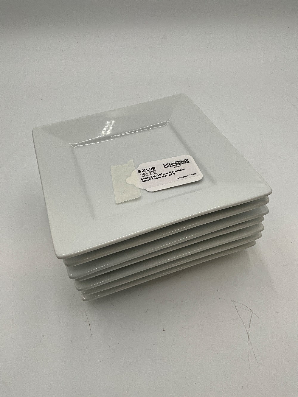 Everyday White Porcelain Small Plate Set of 7