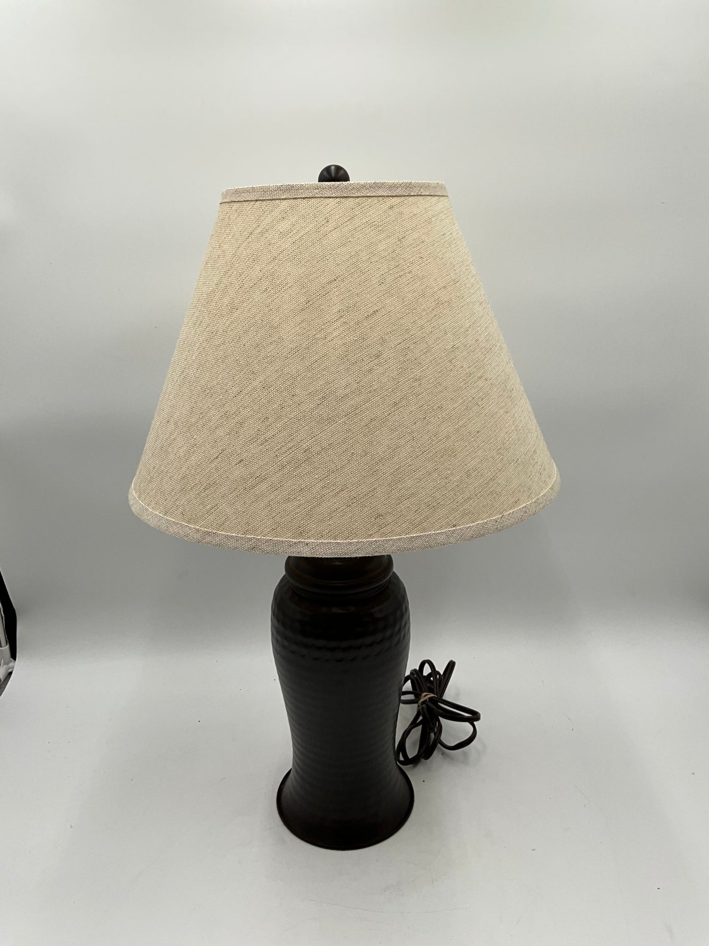 Brown Table Lamp w/ Cream Shade