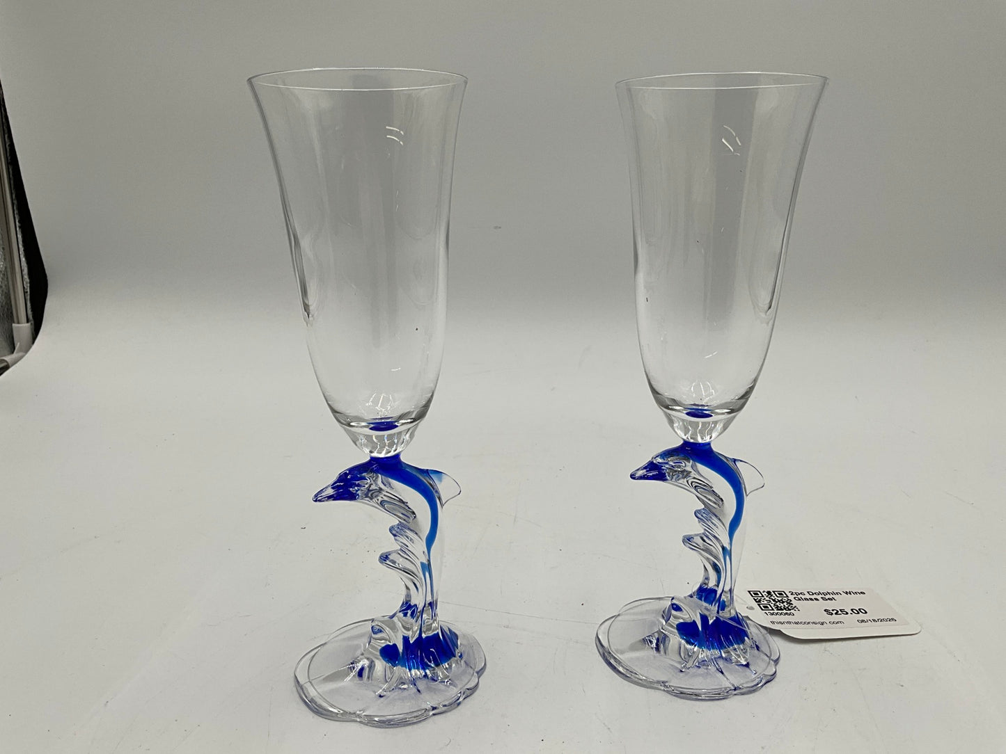 2pc Dolphin Wine Glass Set