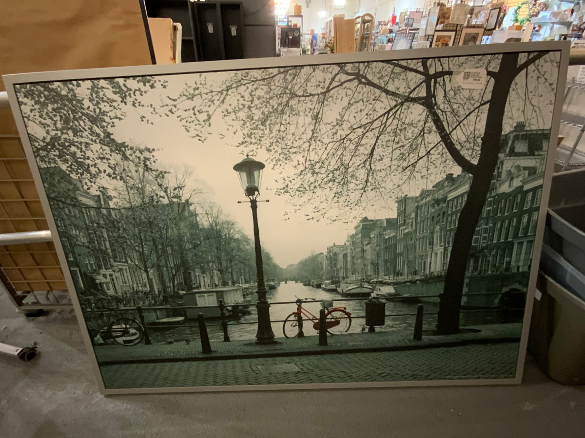 XL Ikea City Scape with Bicycle Framed Art