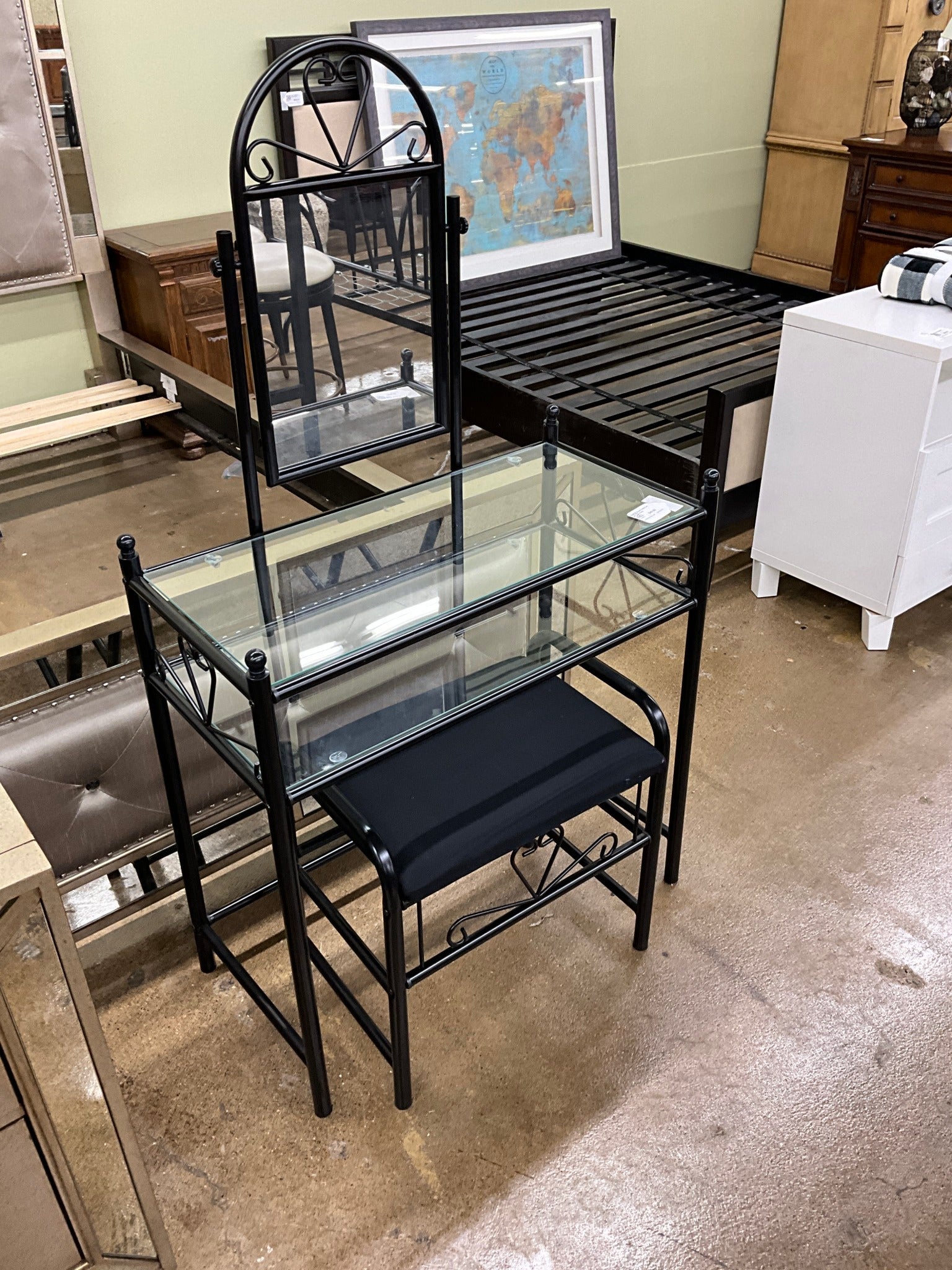 Black Vanity w/ Stool