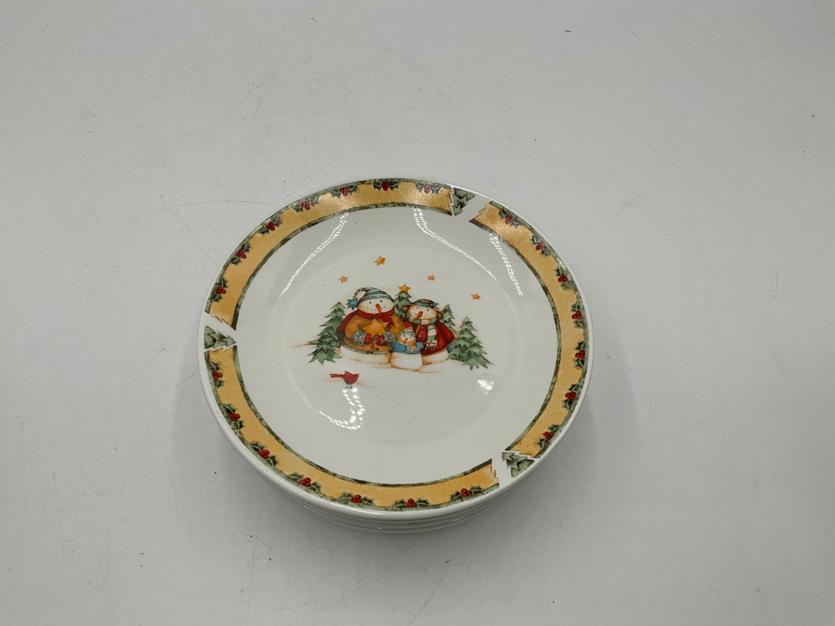 Gibson Frolic Snowman Service for 6 Dish Set