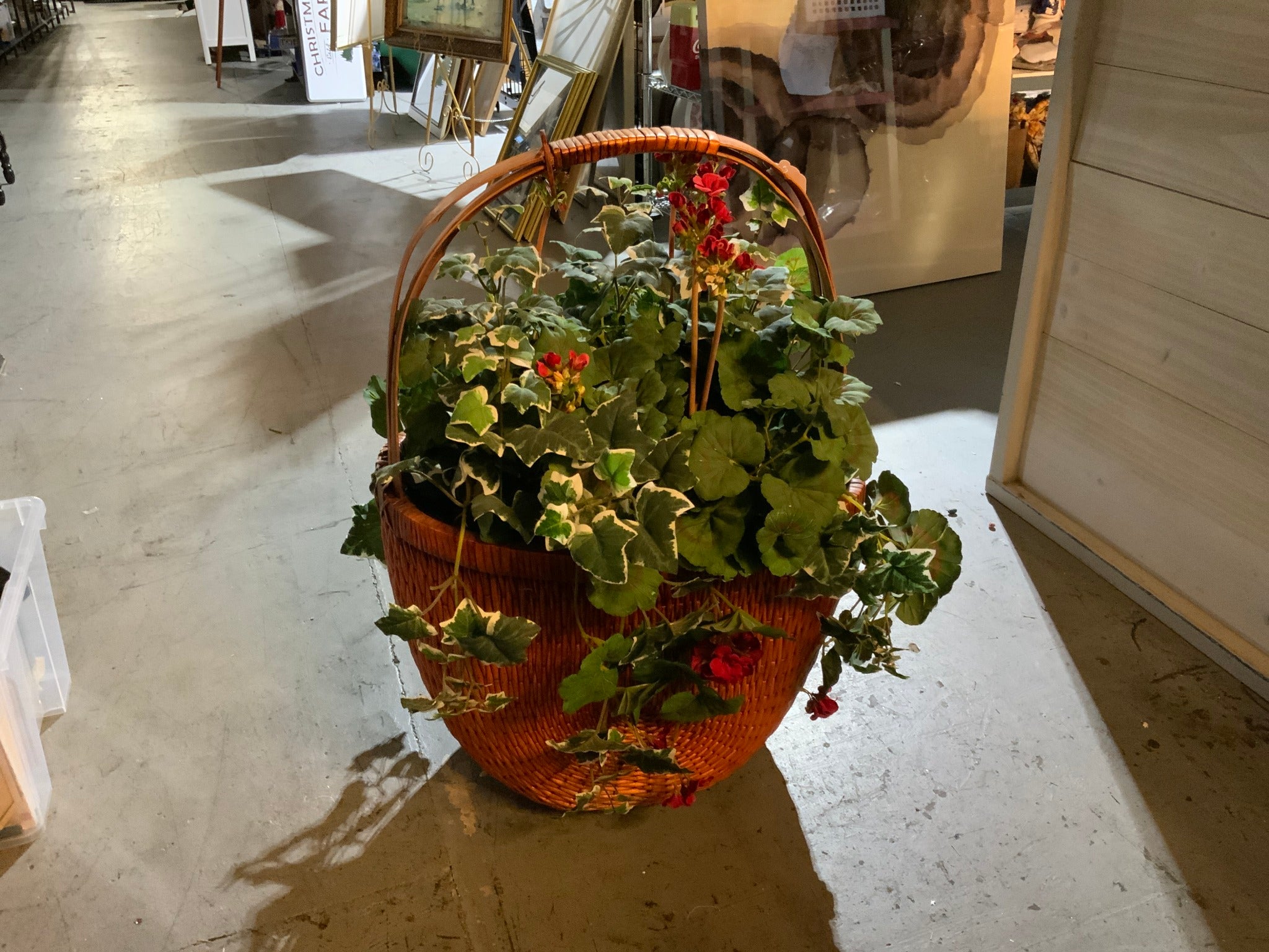 Lg Basket with Red Flowers
