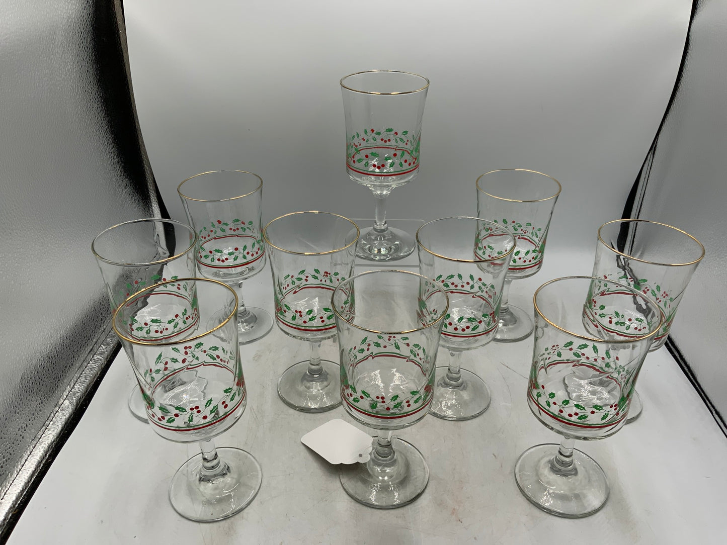 Christmas Holly Wine Glasses - Set of 10