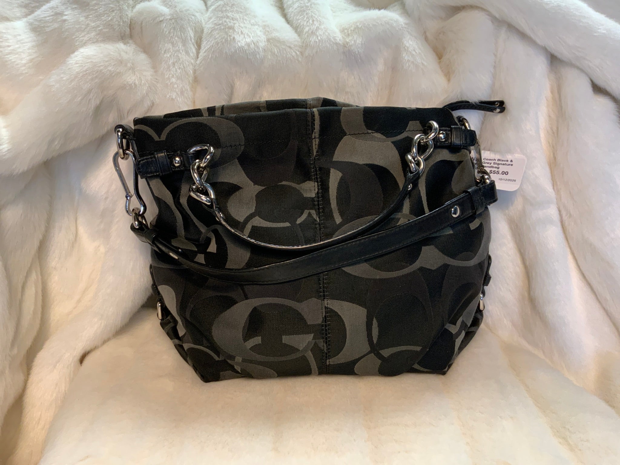 Coach Black & Grey Signature Handbag