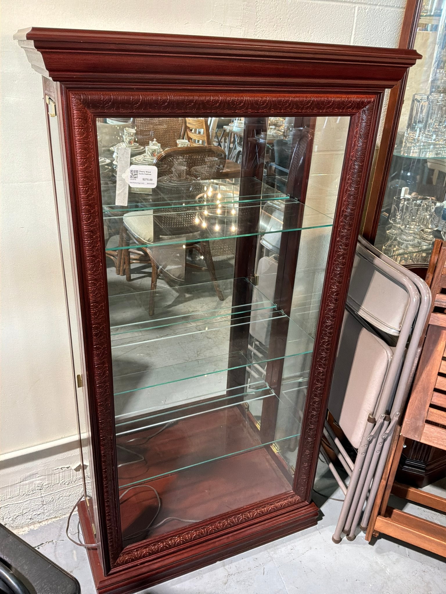 Cherry Wood Curio Cabinet