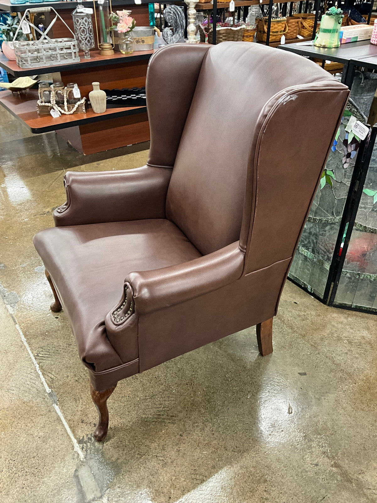 Brown Studded Wingback