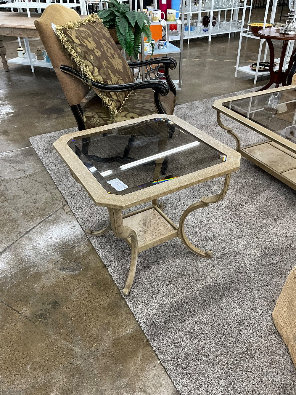 Gold & Glass Inlay End Table