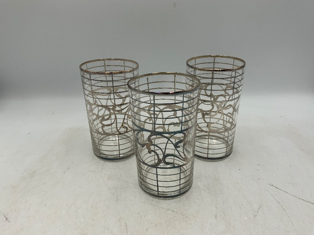 Silver Overlay Pitcher w/ 3 Glasses