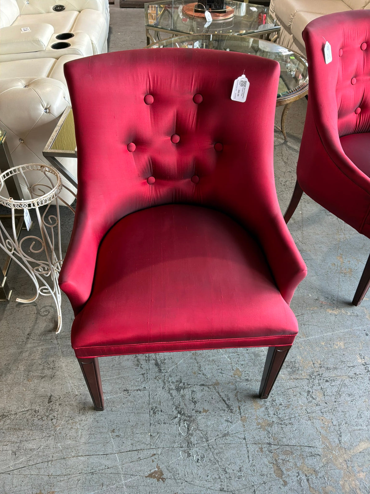 Dark Wood/Red Accent Chair
