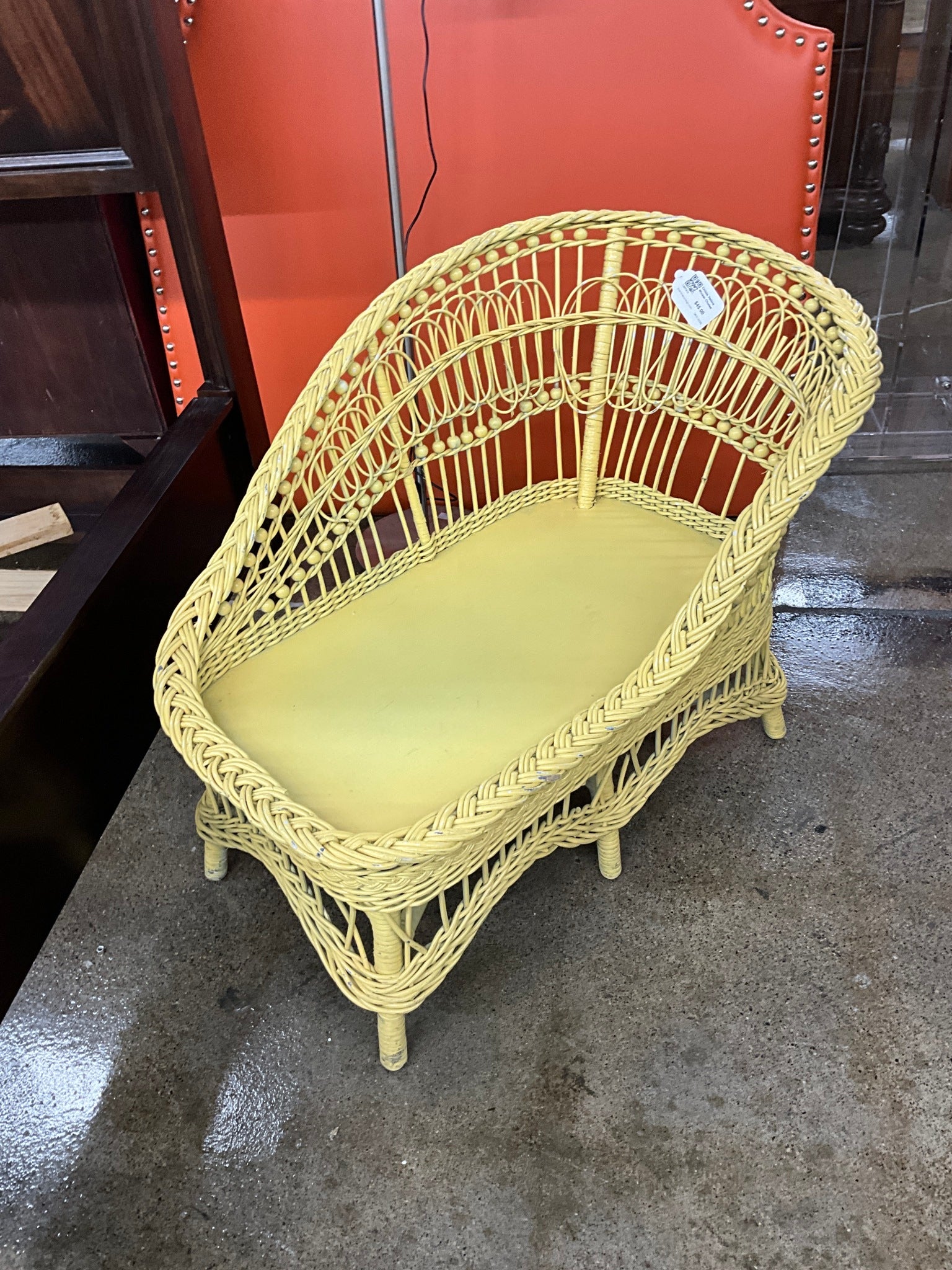 Childs Yellow Wicker Chaise