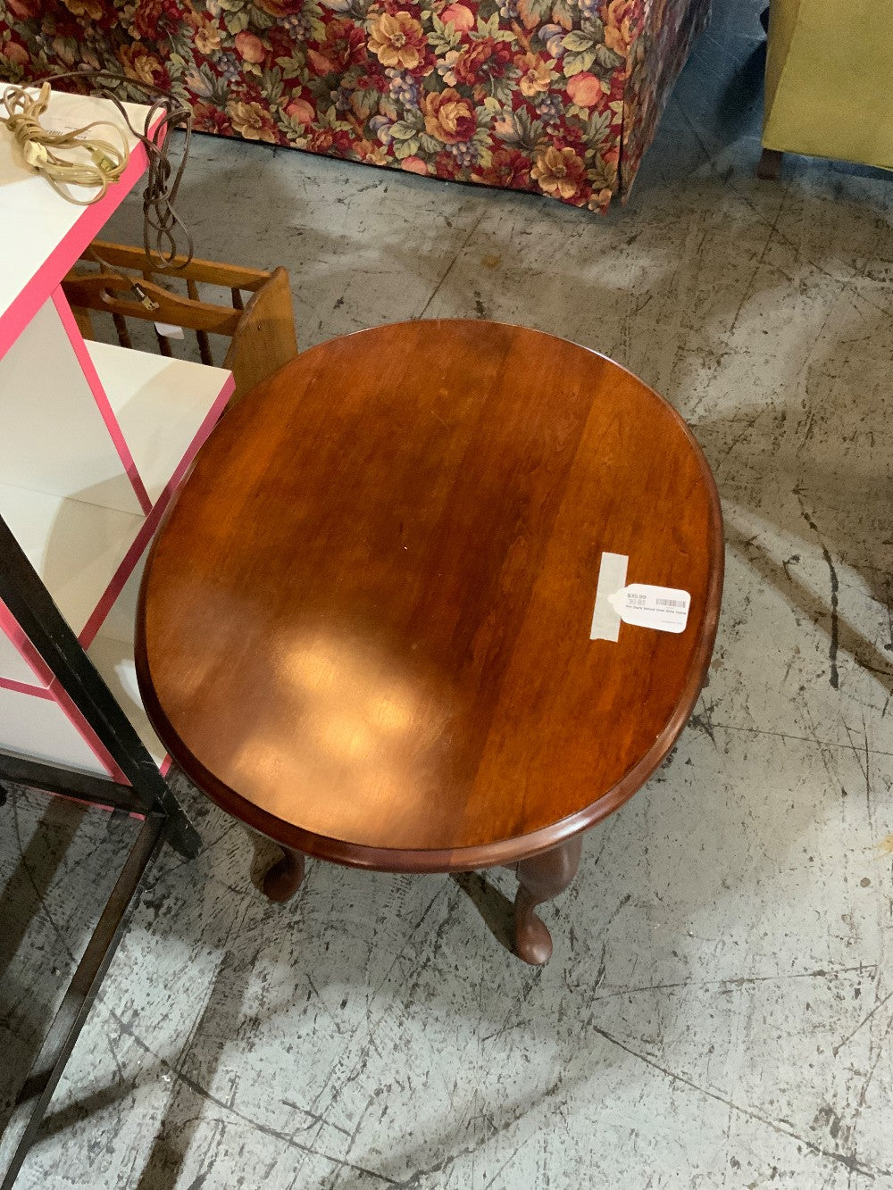 Sm Dark Wood Oval Side Table
