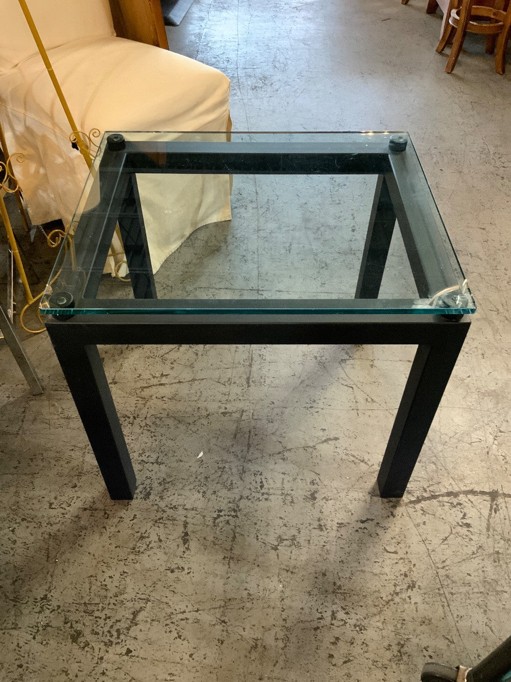Glass Top End Table w/ Black Base
