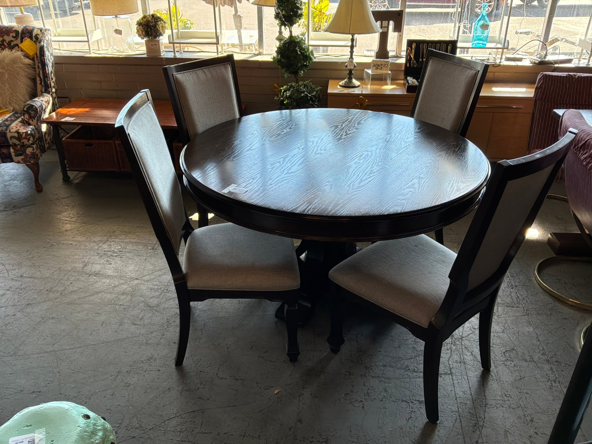 Dark Wood Dining Table w/ 4 Chairs
