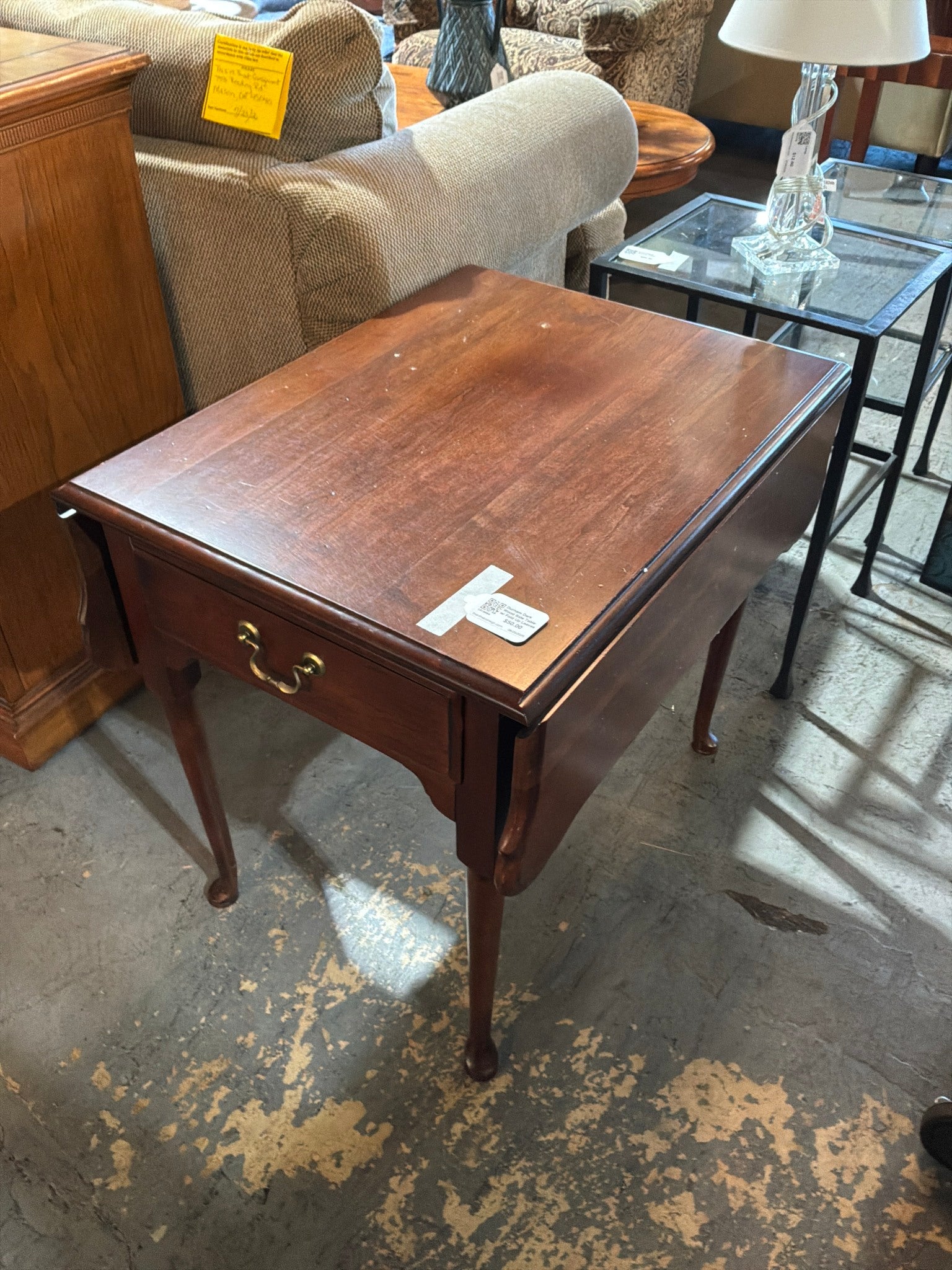 Durham Dark Wood Side Table w/ Fold Up Leaves