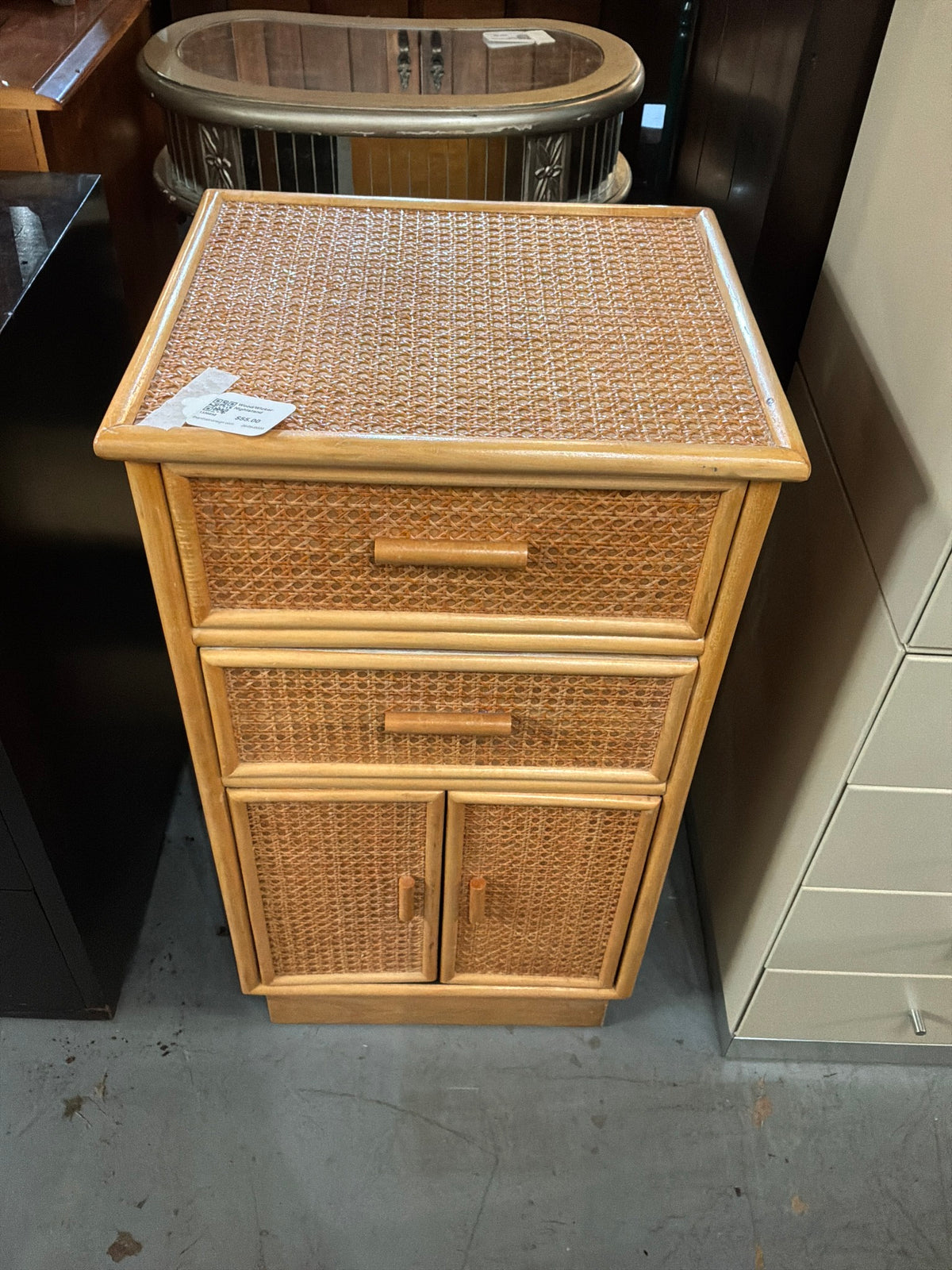 Wood/Wicker Nightstand