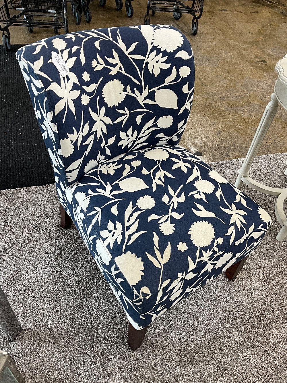 Navy Floral Accent Chair