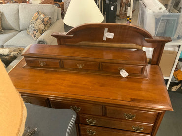 Dark Wood 9 Drawer Dresser w/ Mirror