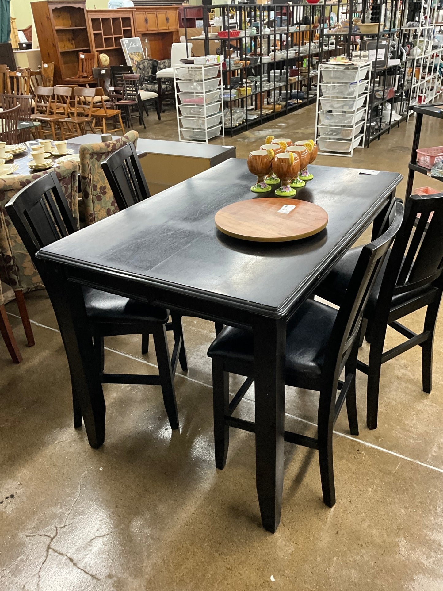 Ashley Black Dining Table w/ 4 Chairs & Built in Leaf