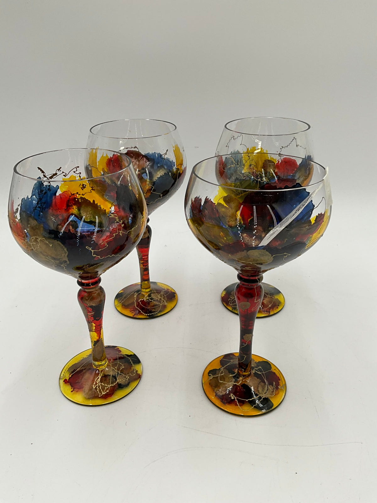 Set of 4 Hand Painted Wine Glasses