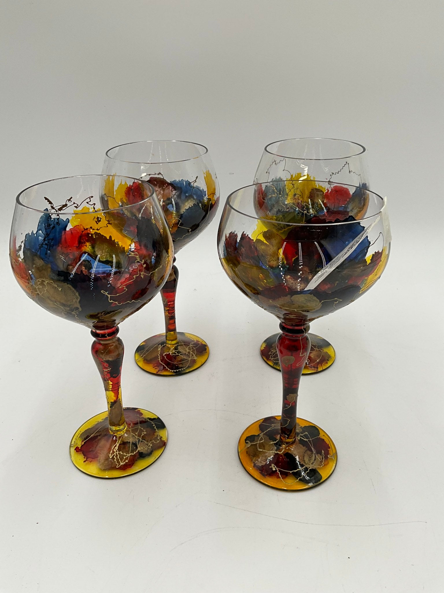 Set of 4 Hand Painted Wine Glasses