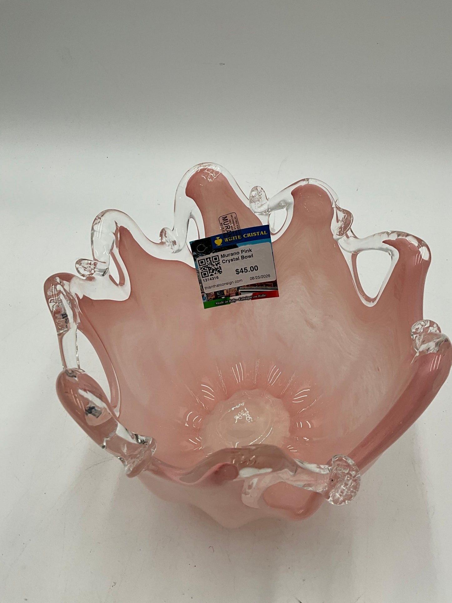 Murano Pink Crystal Bowl