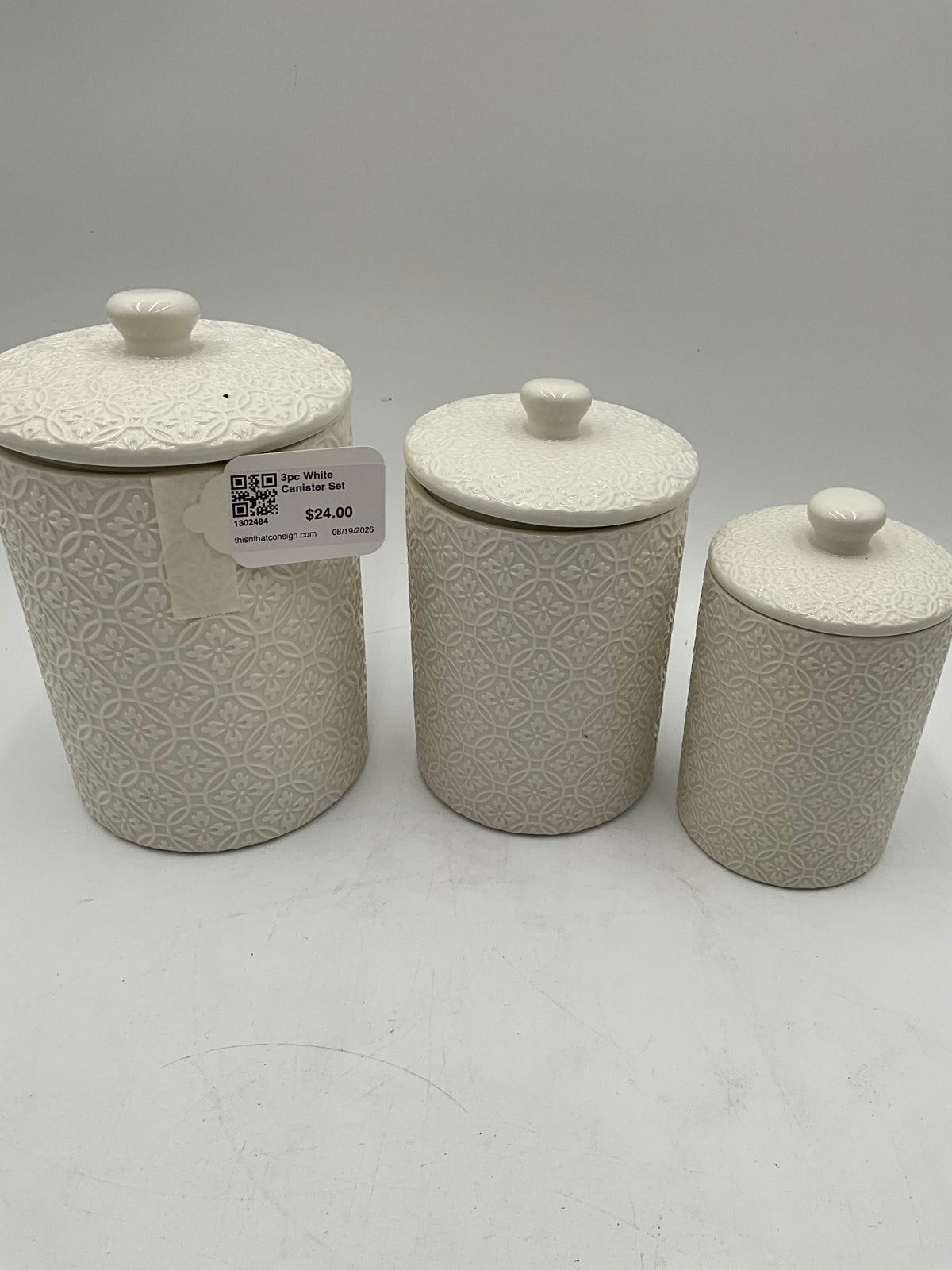3pc White Canister Set