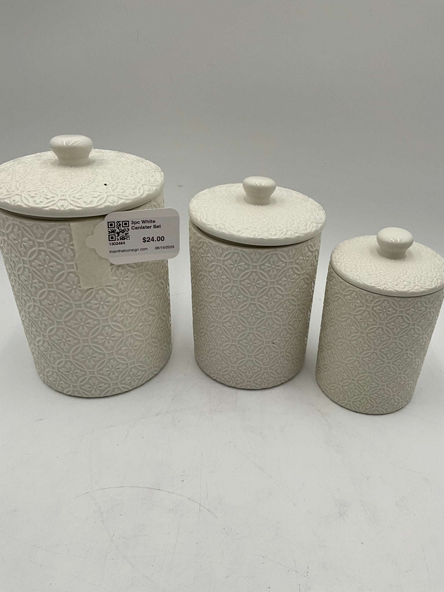 3pc White Canister Set