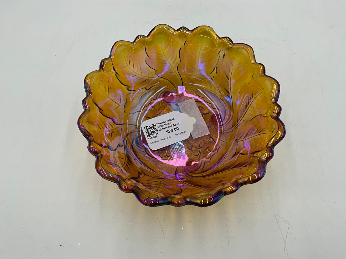 Indiana Glass Wild Rose Iridescent Bowl