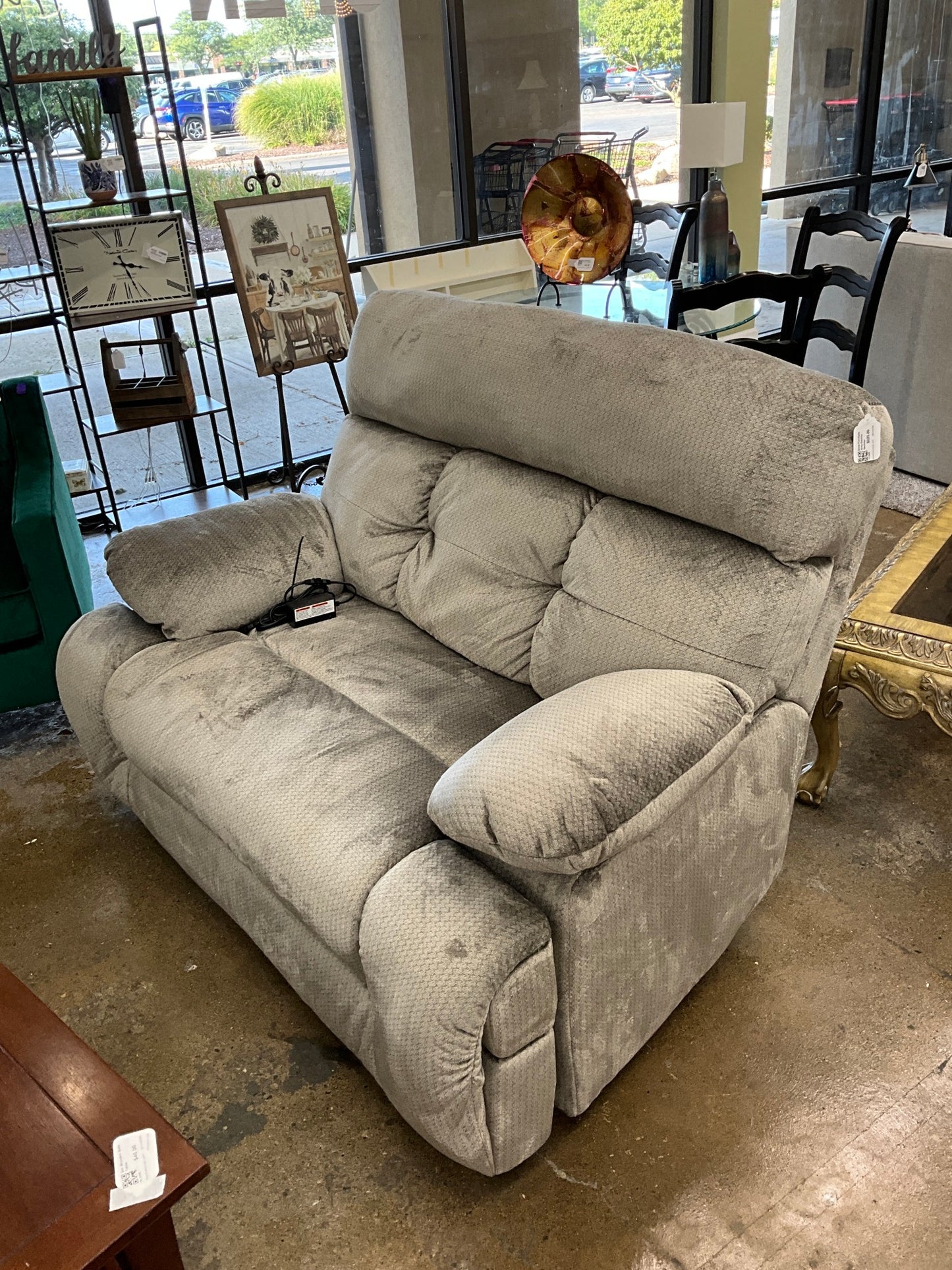 Bobs Furniture Grey Electric Recliner
