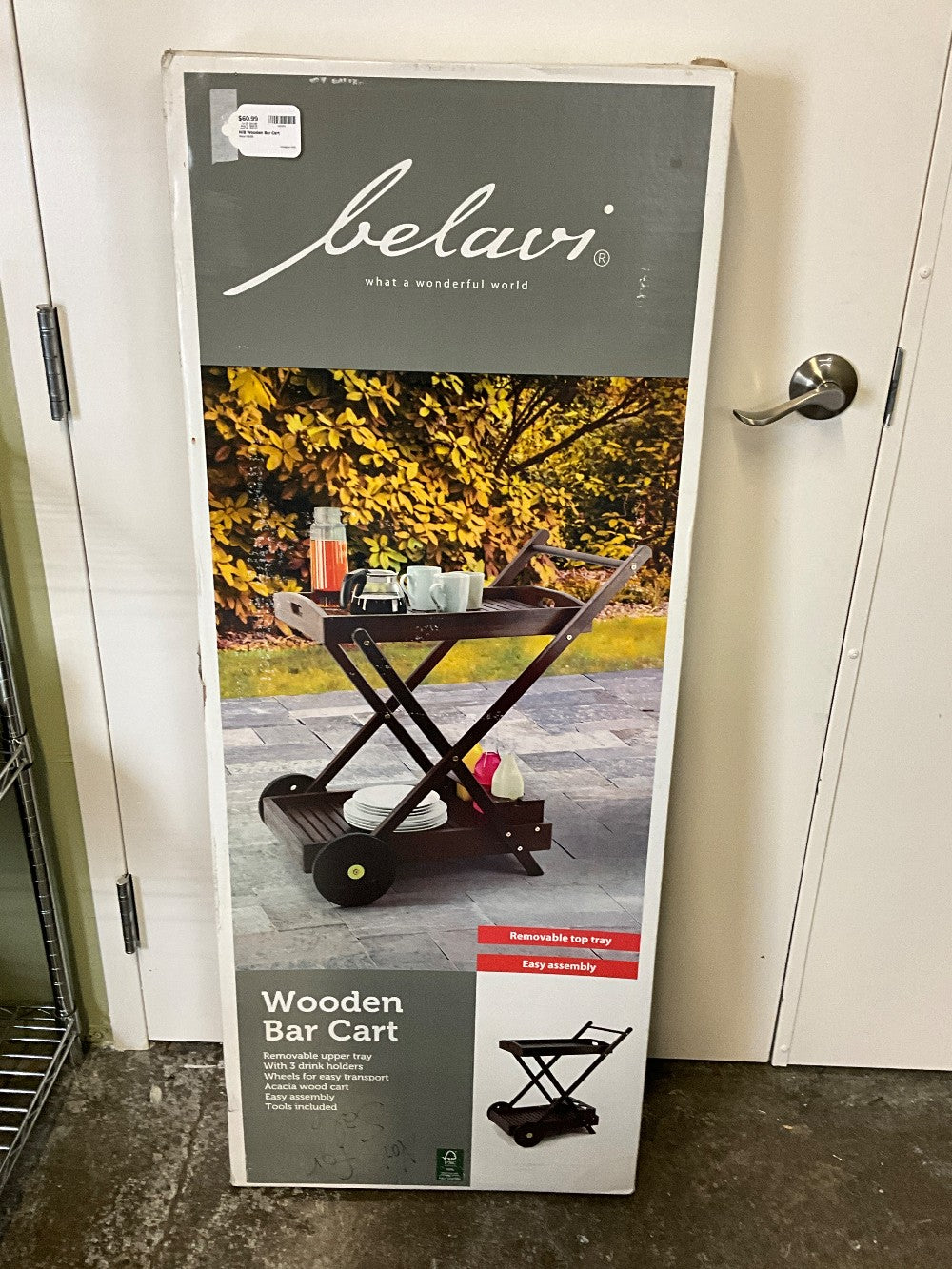 NIB Wooden Bar Cart