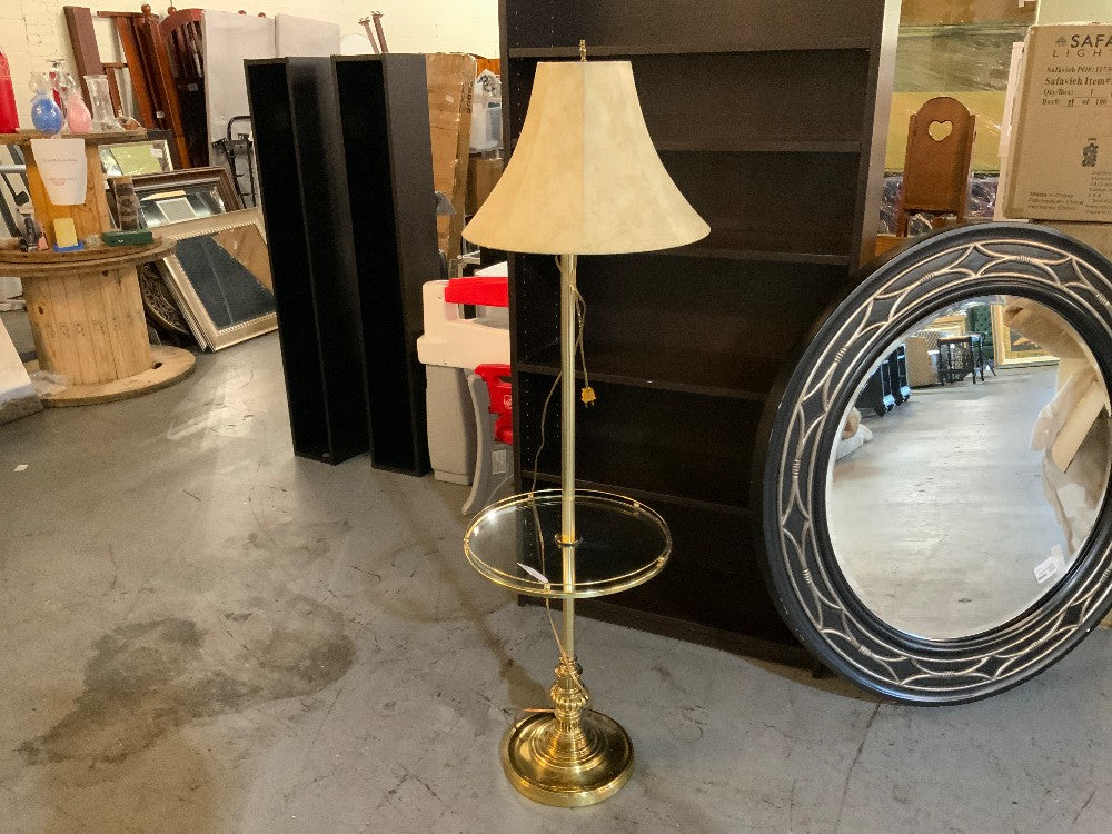 Brass Floor Lamp with Table