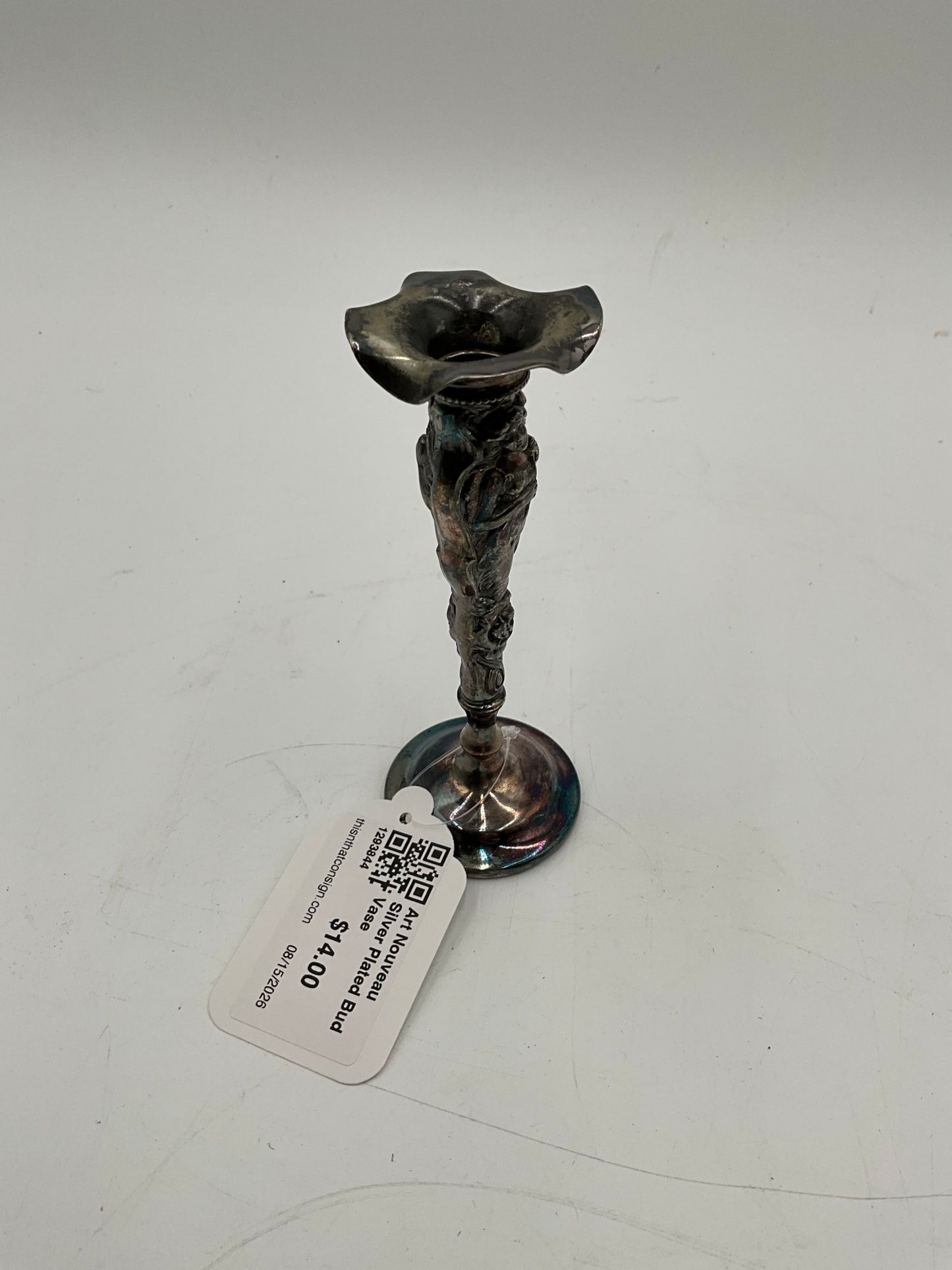 Art Nouveau Silver Plated Bud Vase