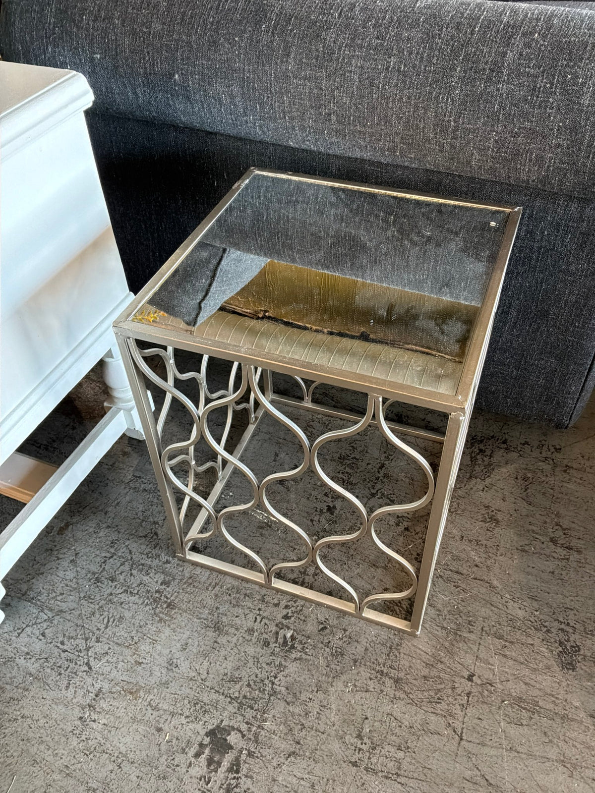 Metal & Mirrored Accent Table