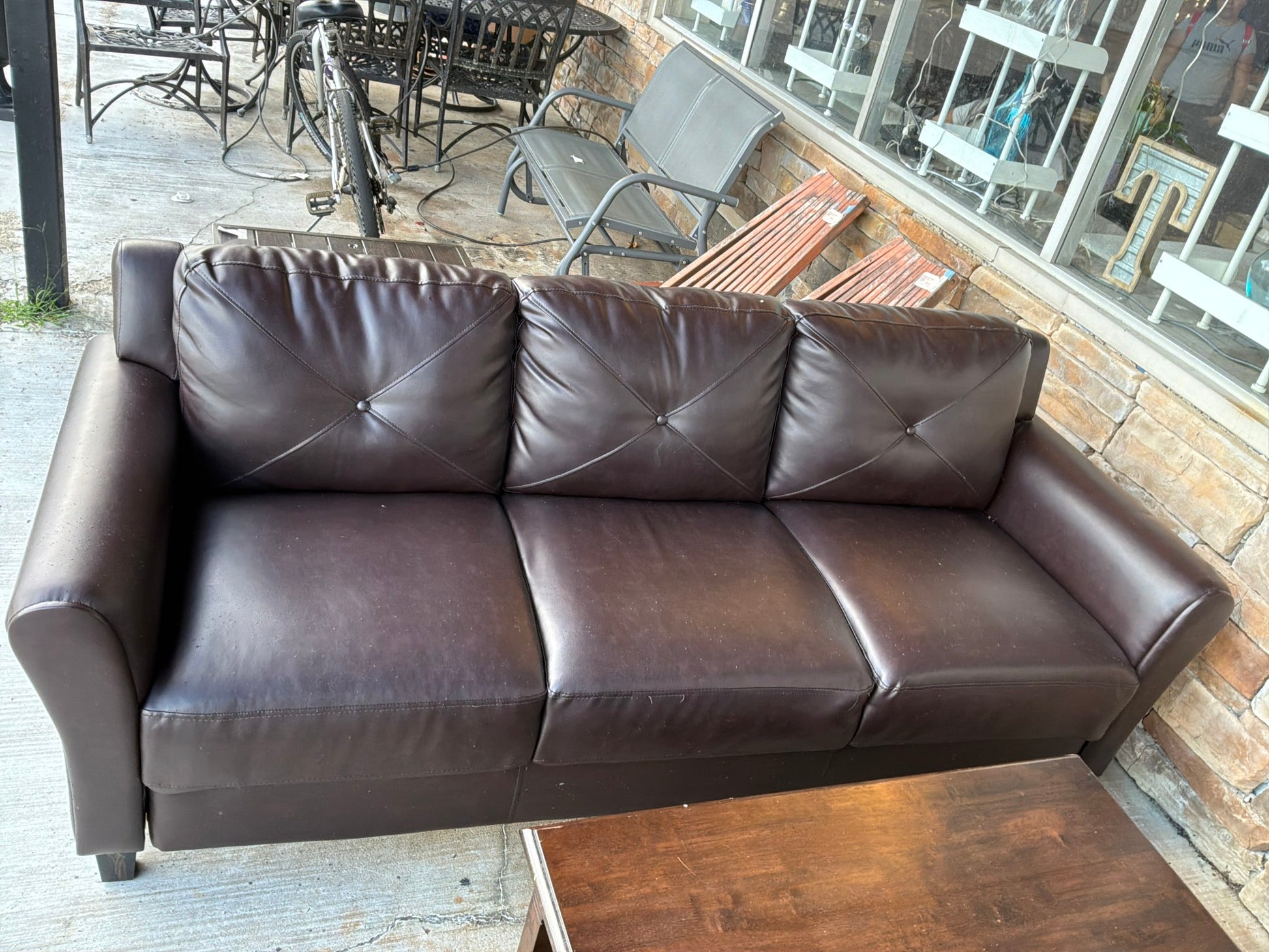 Brown Faux Leather Sofa