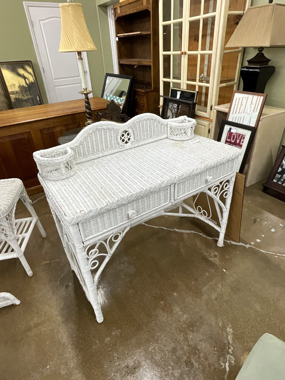 White Wicker Desk