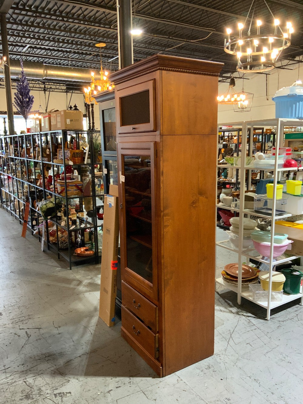 Wood Cabinet w/ Glass Door