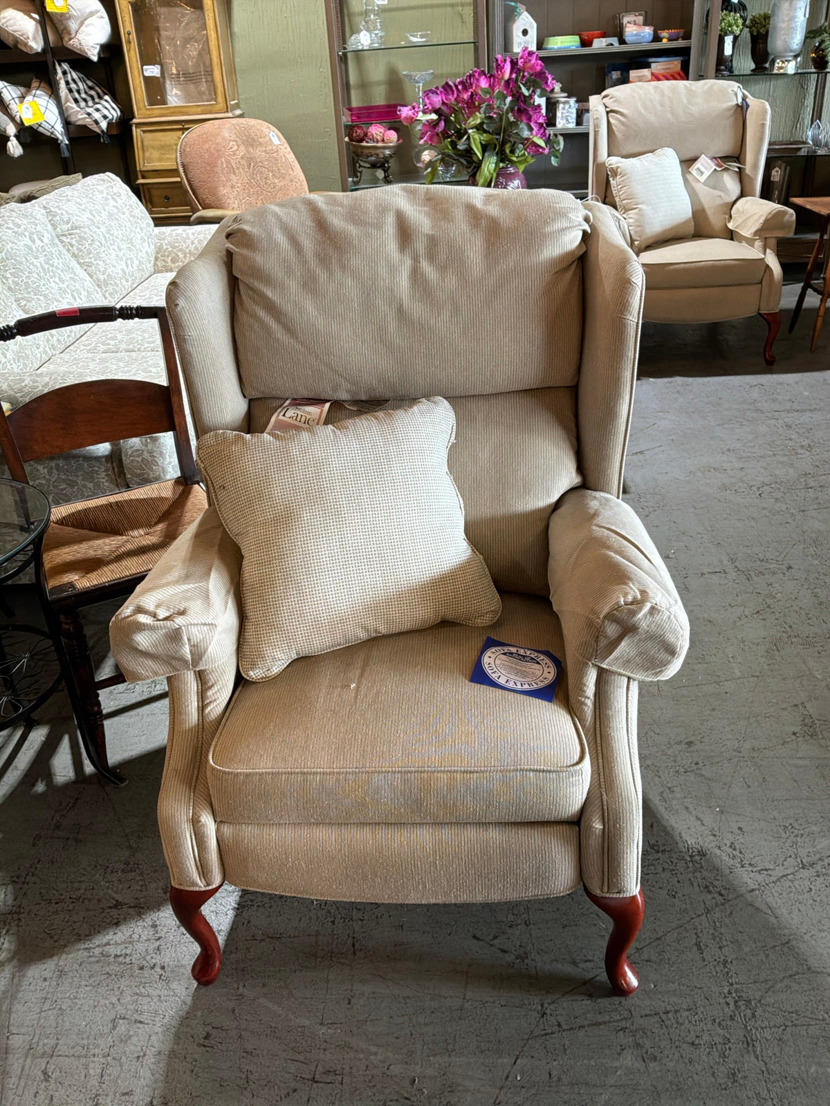 Reclining Beige Wingback