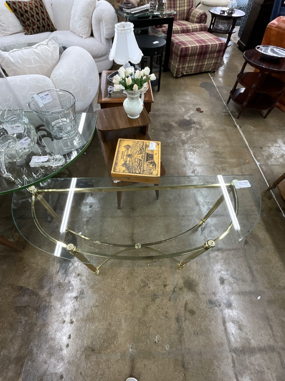 Gold & Glass Top Sofa Table