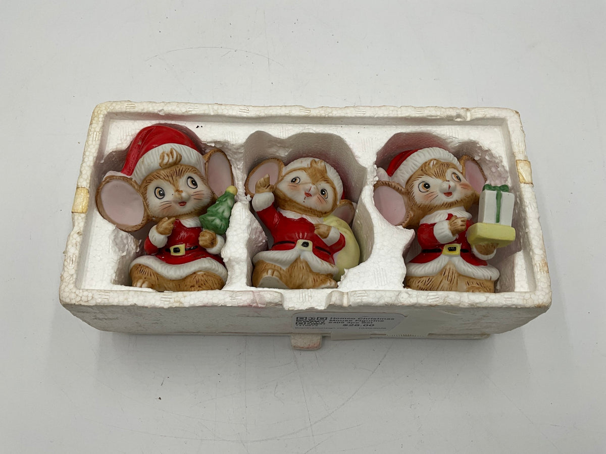 Homco Christmas Mouse Figurine 5405 3pc Set