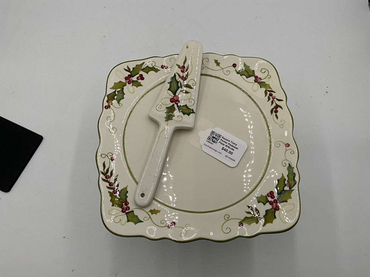 Square Tracy Porter Pedestal Plate W/Knife