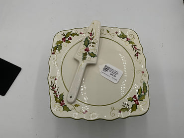 Square Tracy Porter Pedestal Plate W/Knife