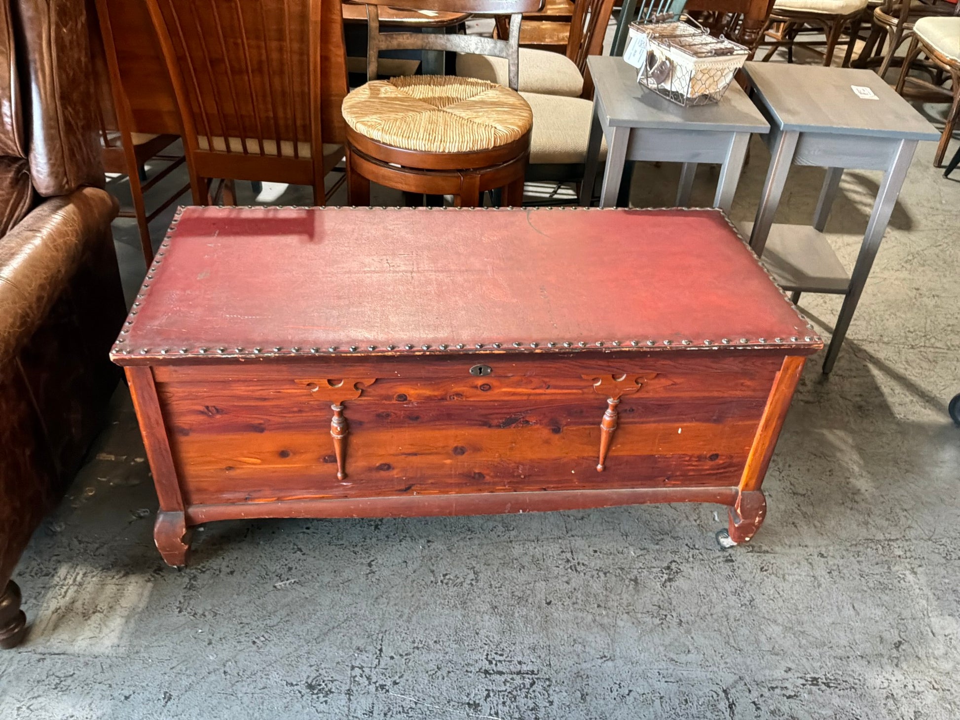 Wood Chest W/ Legs Wheels